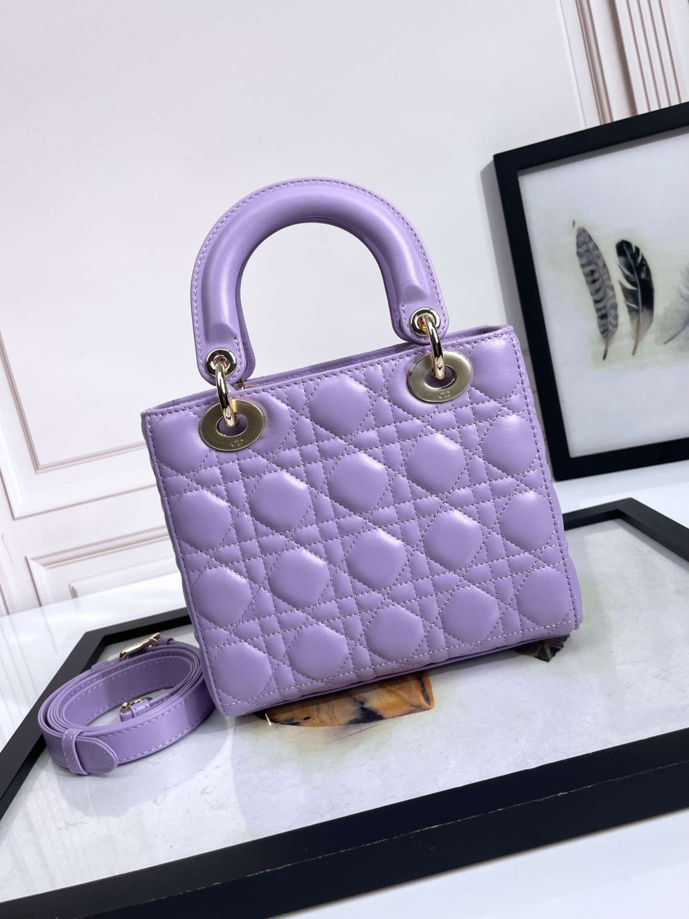 Small Lady Dior My ABCDior Bag Purple Cannage Lambskin